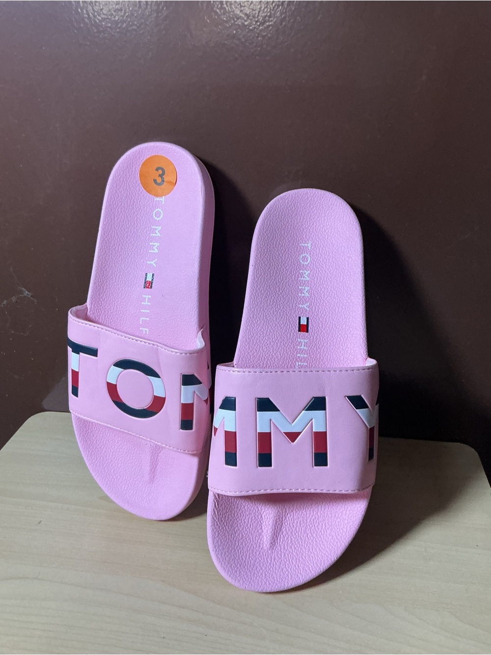 Tommy Hilfiger Pink Logo Slide Sandals new girls sz 3